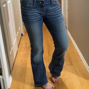 BKE Blue Boot Cut Jeans with Classic Fading